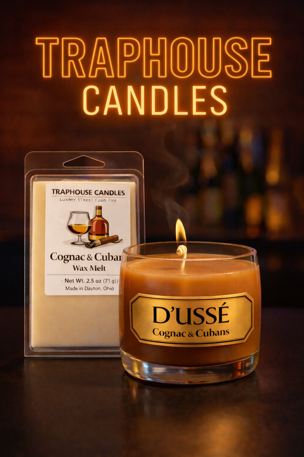 RECYCLED COGNAC BOTTLE + WAX MELT SET